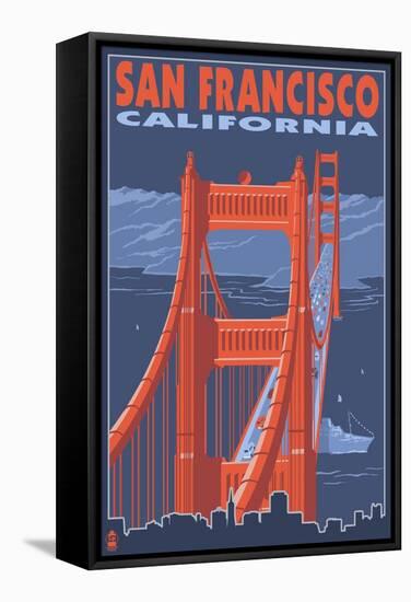 San Francisco, California - Golden Gate Bridge-Lantern Press-Framed Stretched Canvas