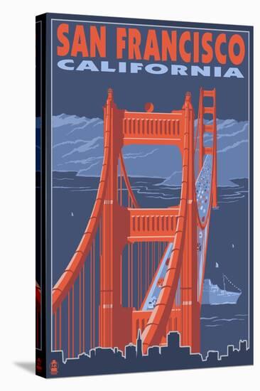 San Francisco, California - Golden Gate Bridge-Lantern Press-Stretched Canvas