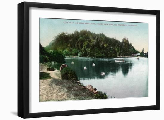 San Francisco, California - Golden Gate Park, Strawberry Hill and Stow Lake-Lantern Press-Framed Art Print