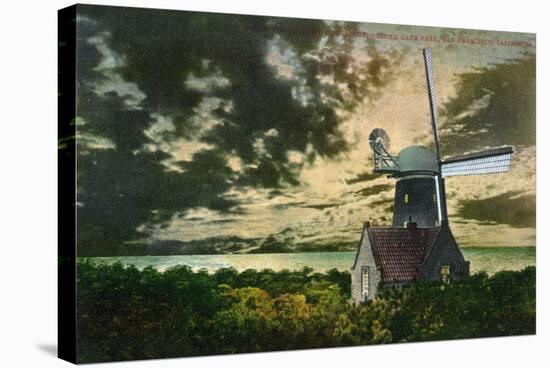 San Francisco, California - Golden Gate Park Windmill in the Moonlight-Lantern Press-Stretched Canvas
