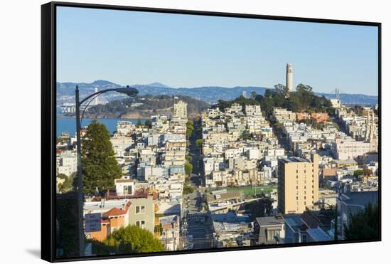 San Francisco, California, hills of the city and Coit Tower in sunshine.-Bill Bachmann-Framed Stretched Canvas