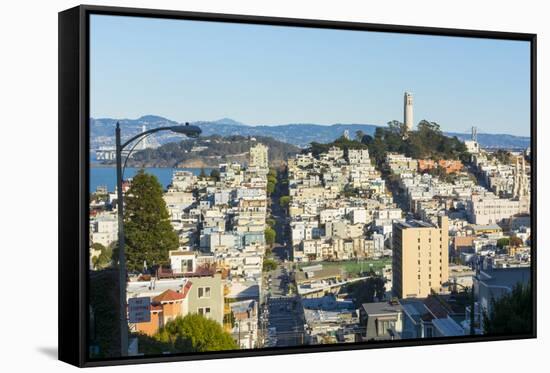 San Francisco, California, hills of the city and Coit Tower in sunshine.-Bill Bachmann-Framed Stretched Canvas