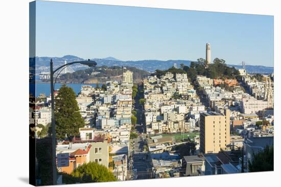 San Francisco, California, hills of the city and Coit Tower in sunshine.-Bill Bachmann-Stretched Canvas