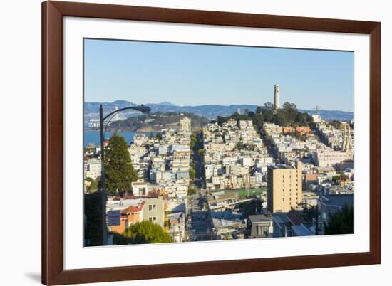 San Francisco, California, hills of the city and Coit Tower in sunshine.-Bill Bachmann-Framed Premium Photographic Print