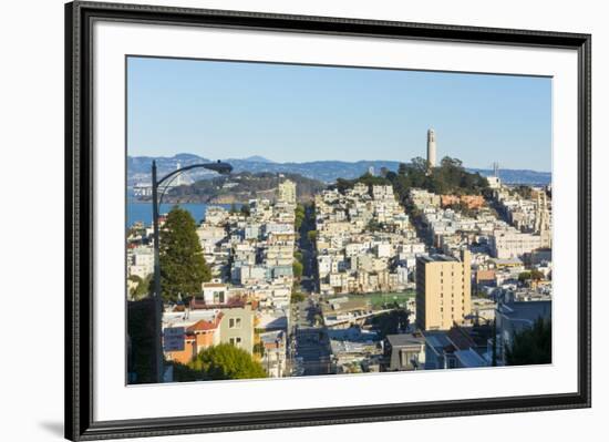 San Francisco, California, hills of the city and Coit Tower in sunshine.-Bill Bachmann-Framed Premium Photographic Print