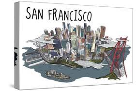 San Francisco, California - Line Drawing-Lantern Press-Stretched Canvas