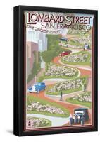San Francisco, California - Lombard Street-null-Framed Poster