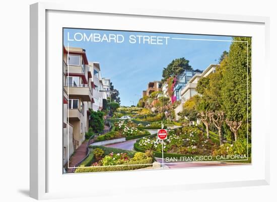 San Francisco, California - Lombard Street-Lantern Press-Framed Art Print