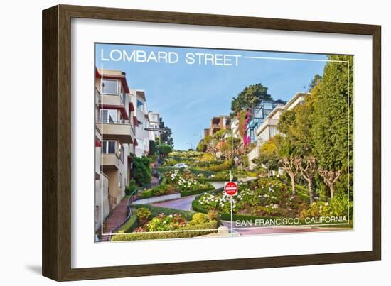 San Francisco, California - Lombard Street-Lantern Press-Framed Art Print