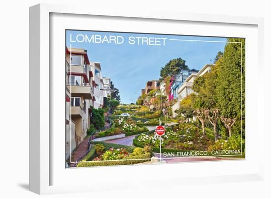 San Francisco, California - Lombard Street-Lantern Press-Framed Art Print