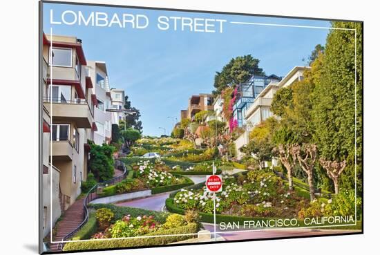 San Francisco, California - Lombard Street-Lantern Press-Mounted Art Print