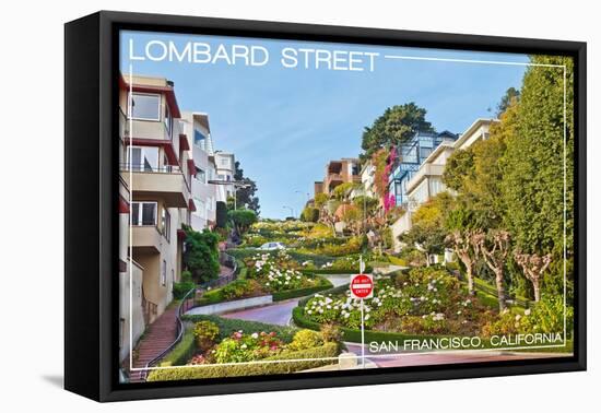 San Francisco, California - Lombard Street-Lantern Press-Framed Stretched Canvas