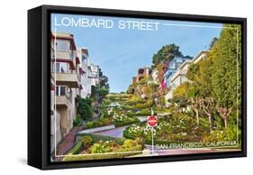 San Francisco, California - Lombard Street-Lantern Press-Framed Stretched Canvas