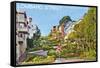 San Francisco, California - Lombard Street-Lantern Press-Framed Stretched Canvas