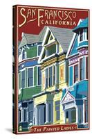 San Francisco, California - Painted Ladies-Lantern Press-Stretched Canvas