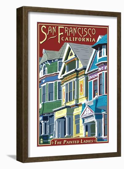 San Francisco, California - Painted Ladies-Lantern Press-Framed Art Print