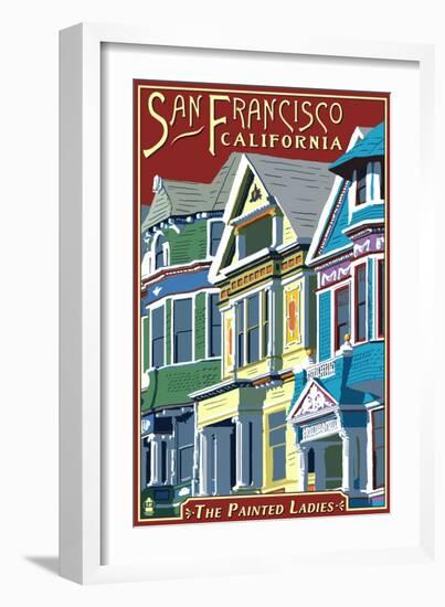 San Francisco, California - Painted Ladies-Lantern Press-Framed Art Print