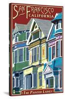 San Francisco, California - Painted Ladies-Lantern Press-Stretched Canvas