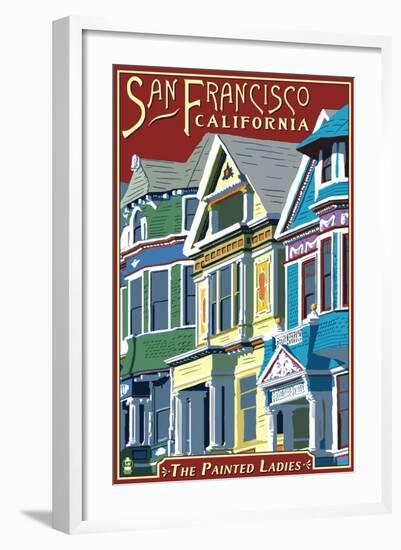 San Francisco, California - Painted Ladies-Lantern Press-Framed Art Print