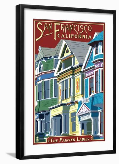 San Francisco, California - Painted Ladies-Lantern Press-Framed Art Print