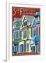 San Francisco, California - Painted Ladies-Lantern Press-Framed Art Print