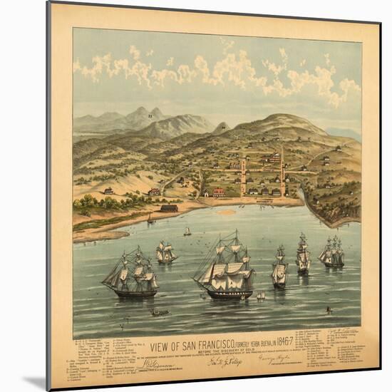 San Francisco, California - Panoramic Map No. 1-Lantern Press-Mounted Art Print