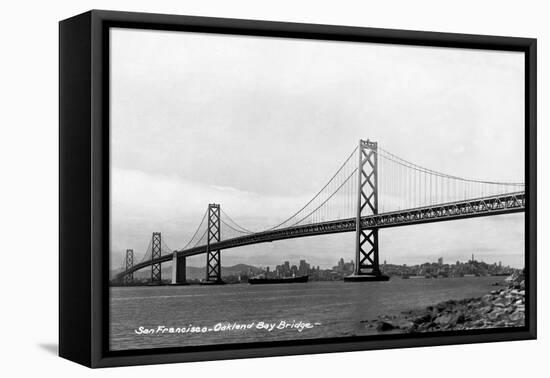 San Francisco, California - Panoramic View of Bay Bridge-Lantern Press-Framed Stretched Canvas