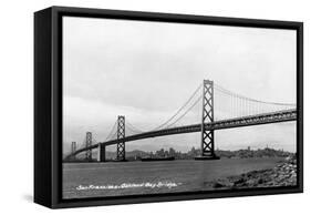 San Francisco, California - Panoramic View of Bay Bridge-Lantern Press-Framed Stretched Canvas
