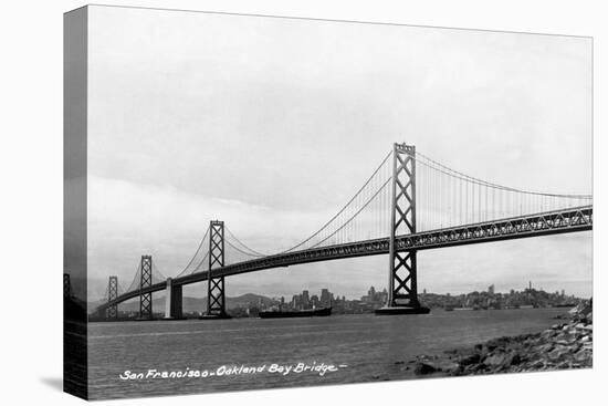 San Francisco, California - Panoramic View of Bay Bridge-Lantern Press-Stretched Canvas