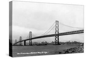 San Francisco, California - Panoramic View of Bay Bridge-Lantern Press-Stretched Canvas