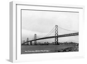 San Francisco, California - Panoramic View of Bay Bridge-Lantern Press-Framed Art Print