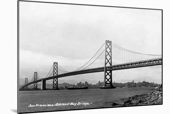 San Francisco, California - Panoramic View of Bay Bridge-Lantern Press-Mounted Art Print