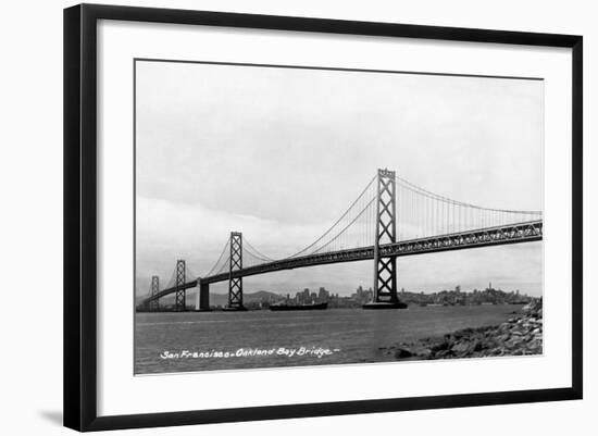 San Francisco, California - Panoramic View of Bay Bridge-Lantern Press-Framed Art Print