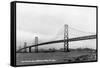 San Francisco, California - Panoramic View of Bay Bridge-Lantern Press-Framed Stretched Canvas