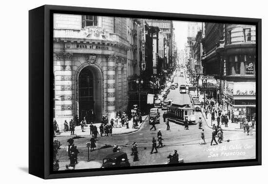 San Francisco, California - Powell Street Cable Cars-Lantern Press-Framed Stretched Canvas