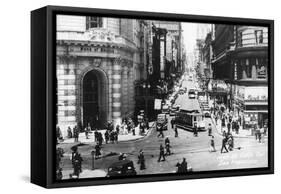 San Francisco, California - Powell Street Cable Cars-Lantern Press-Framed Stretched Canvas