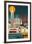 San Francisco, California - Retro Skyline (no text)-Lantern Press-Framed Art Print