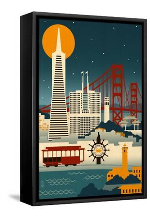 San Francisco, California - Retro Skyline (no text)' Print - Lantern Press  | AllPosters.com