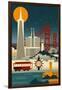San Francisco, California - Retro Skyline (no text)-Lantern Press-Framed Art Print
