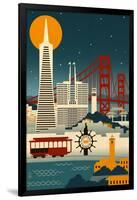 San Francisco, California - Retro Skyline (no text)-Lantern Press-Framed Art Print