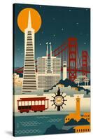 San Francisco, California - Retro Skyline (no text)-Lantern Press-Stretched Canvas