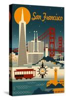 San Francisco, California - Retro Skyline-Lantern Press-Stretched Canvas