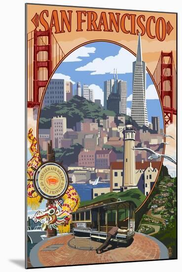 San Francisco, California Scenes-Lantern Press-Mounted Art Print