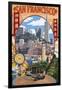 San Francisco, California Scenes-Lantern Press-Framed Art Print