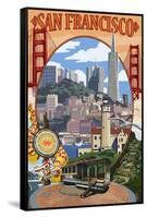 San Francisco, California Scenes-Lantern Press-Framed Stretched Canvas
