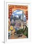 San Francisco, California Scenes-Lantern Press-Framed Art Print