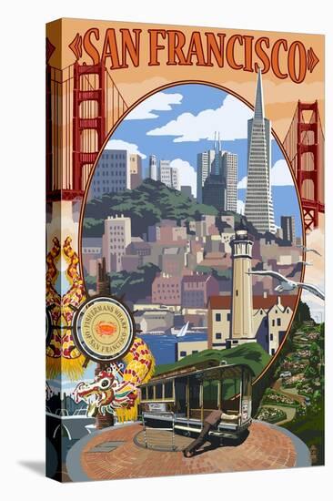 San Francisco, California Scenes-Lantern Press-Stretched Canvas