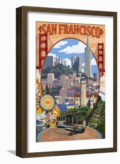 San Francisco, California Scenes-Lantern Press-Framed Art Print
