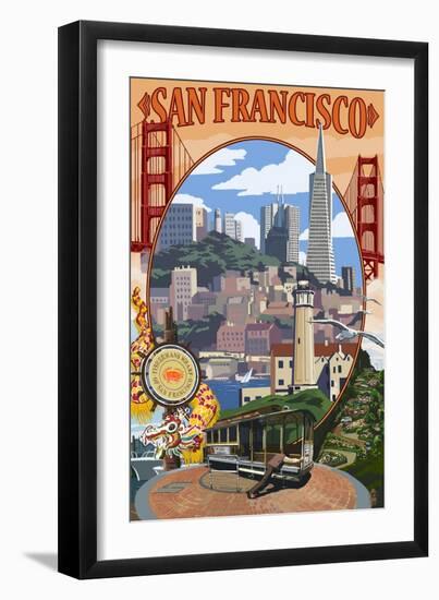 San Francisco, California Scenes-Lantern Press-Framed Art Print