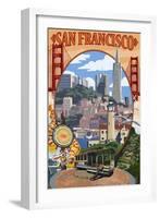 San Francisco, California Scenes-Lantern Press-Framed Art Print